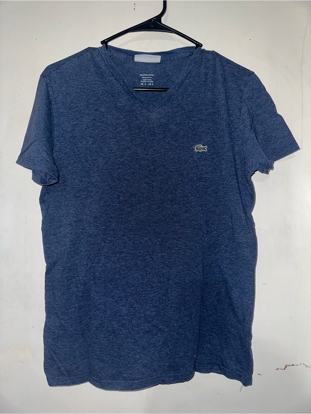Lacoste Men's Heather Navy V-Neck Tee
